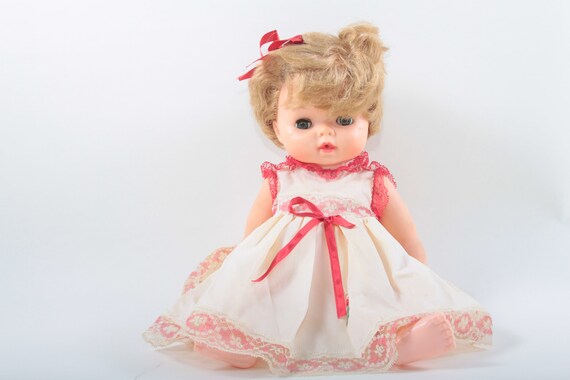 retro doll dress 18" Antique Dropped Waist Silk Doll Dress
