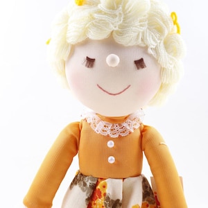 Muñeca Jessica 5390 de Kamar, prototipo raro, pieza única hecha a mano, color rubio, vestido naranja, peluche suave, colección vintage ~ 1155