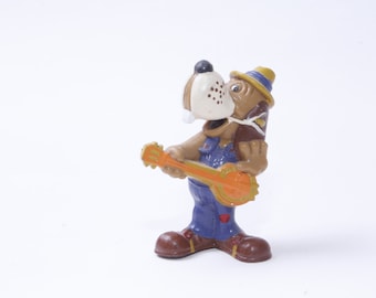 Chuck E Cheese,  Pepperoni, Dog with a Guitar, 2 1/2", PVC Figure, Hat, Blue Outfit, Cartoon, Miniature, Toy ~ 20-01-758/20-01-585/20-19-683
