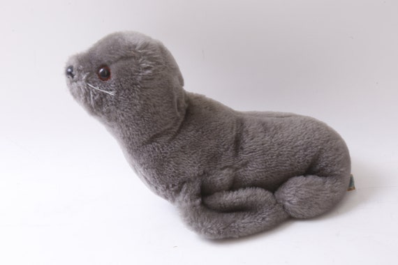 Dakin Grey, Seal, Pinniped, Vintage Plush, Soft, Toy, 9
