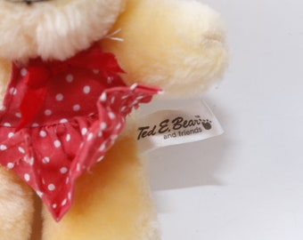 Oso Ted E, Oso de peluche, Crema, Beige, Delantal de Lunares Rojos