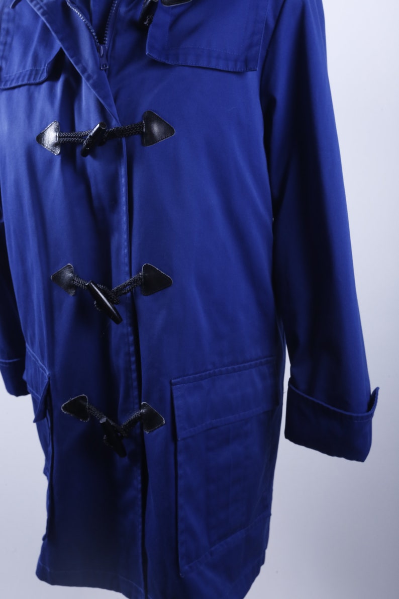 Vintage Trench Coat Royal Blue Long Coat Buttons Zipper Etsy
