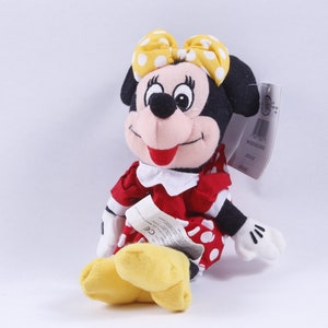 Disney, Minnie Mouse, Plush, Soft, Toy, Doll, Red Dress, Yellow Box, Cartoon Character, Collection, Vintage Plush, Stuffed Animal 20-01-548