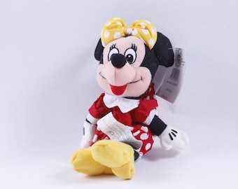 Disney, Minnie Mouse, Plush, Soft, Toy, Doll, Red Dress, Yellow Box, Cartoon Character, Collection, Vintage Plush, Stuffed Animal 20-01-548