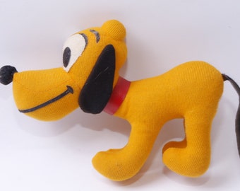 Jaren 70 Disney, Pluto, Hond, Puppy, 7 ", Pluche, Zacht, Speelgoed, Figuur, Stripfiguur, Vintage Pluche, Knuffeldier, ~ 20-19-653