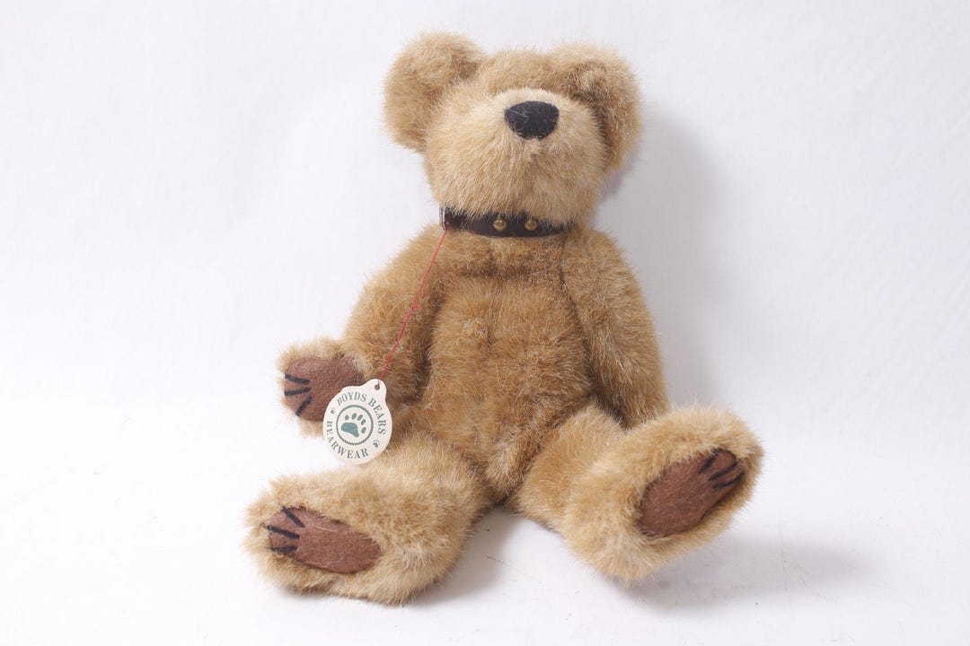 Boyds Bears Bearwear Plush Brown Jointed Teddy Bear W Collar and Tag ...