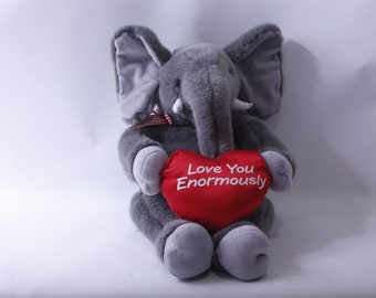 Plush Elephant holding Red Heart, Love You Enormously, Stuffed Animal, Valentine's Day, Soft Toy, Displayable, FLAW ~ 240110-DIAF 780