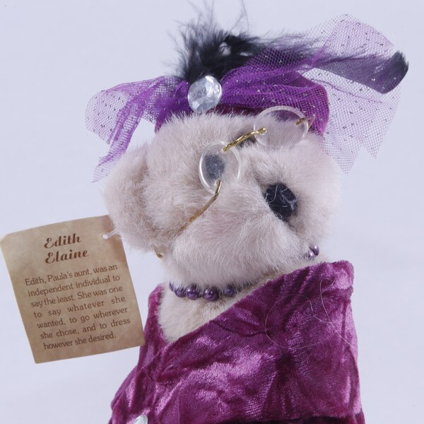 Polly's Kin, Edith Elaine, Dressed, Bear, Plush, Soft, Toy, Doll, Purple Costume, Vintage, Collection, Vintage Plush, 20-01-534