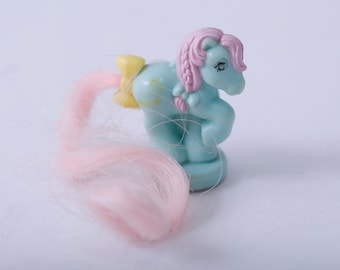 My Little Pony, Petite Ponies, Brush Pony, Ponytail series, Blue Body with Pink Tail, Vintage, Collectible, ~ 240110-DIAF 784