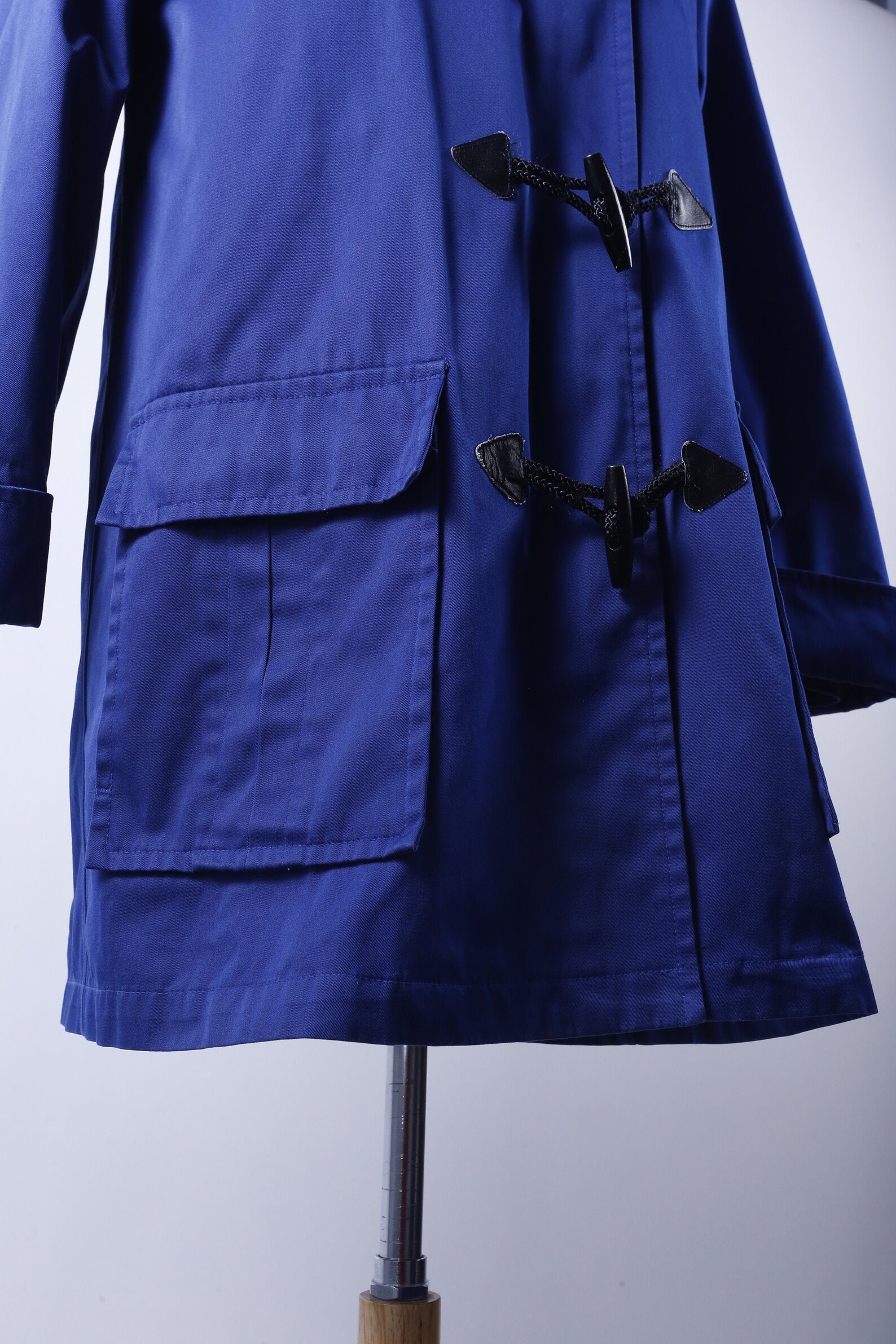 Vintage Trench Coat Royal Blue Long Coat Buttons Zipper Etsy