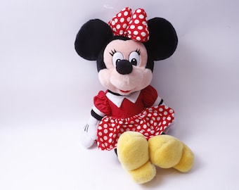 Disney, Minnie Mouse, 16", Plush, Soft, Toy, Figure, Red Dress, Bow, Yellow Shoes, Disneyland, Vintage Plush, Stuffed Animal ~ 20-01-294