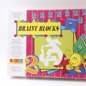 Orda, blocos inteligentes, reconhecimento de forma e tamanho, cartas, jogo, lógico, crianças, atividade, desenvolvimento, brinquedo, vintage, ~ MISC-005 20-35-1236
