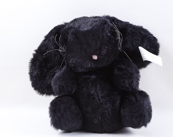 Kamar, Selten, Prototyp, Sample, OOAK, handgemacht, Hase, Schwarz, Hase, 1988, weich, Plüsch, Puppe, Spielzeug, Stofftier, Vintage, ~ 785 825