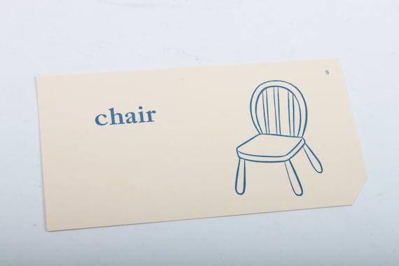 Chair Flash Card Sepia Aged Vintage Antique Sight Word Pictures 1950 S Home Decor Farmhouse Flashcard Cardstock 170508