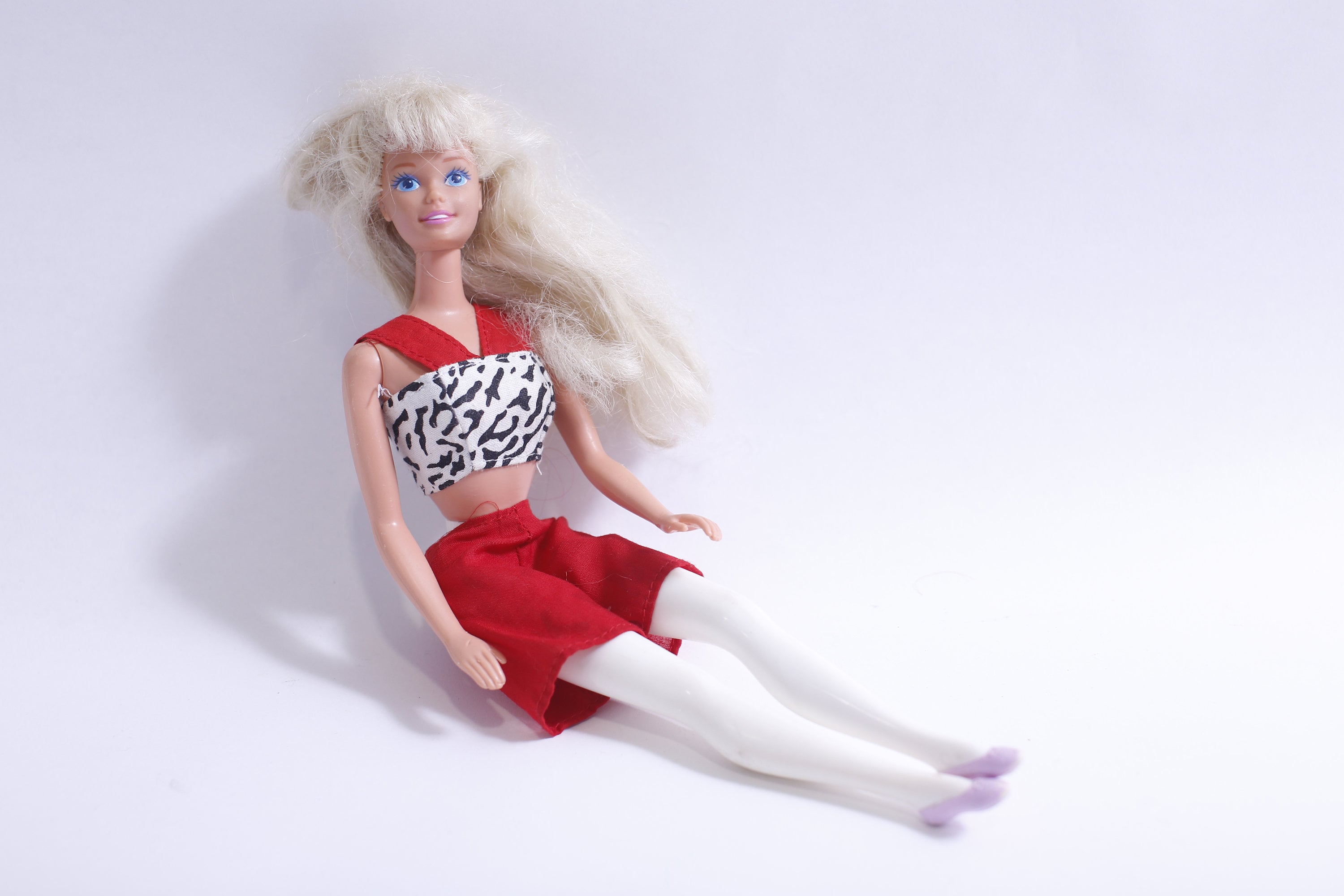 Barbie, Rare Doll With White Legs, Mattel, Red Top and