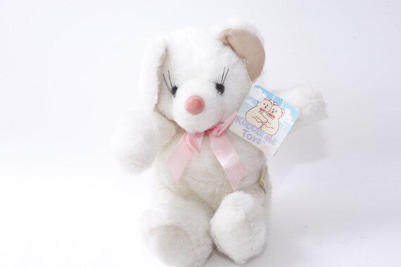 Kuddle Me Toys、白いテディベア、かわいい、ピンクのリボン