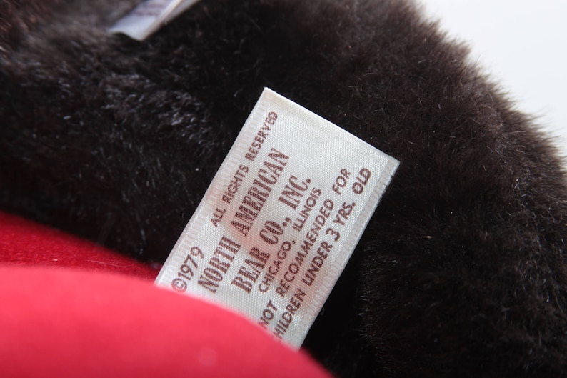 Lauren Bearcall North American Bear Vintage 1983 Plush Teddy Bear Bright Red Soft Stuffed Brown Fur Coat ~ 20-01-141 image 4