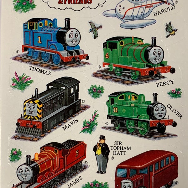 Christmas Thomas The Tank Engine Friends Stickers Hallmark Cards Single Sticker Sheet 1990s Railway Locomotive Stickers  20-01-511 20-01-519