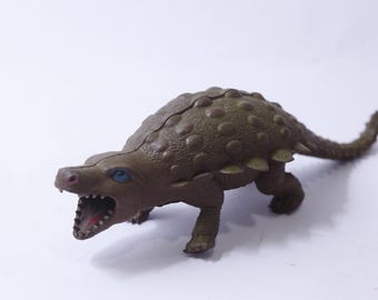 Ankylosaurus, Rubber Figure, AAA, Toy, 7 inches, Dinosaur, Prehistoric Animal, Vintage, Collectible, ~ 240906-WH 1169