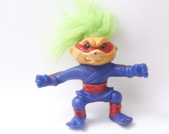 90s, Hasbro, Battle Troll, Ninja, Nunchuck, Blue Outfit, Green Hair, PVC Figure Toy, Collectible, Vintage, ~220915-DIR / 20-01-146