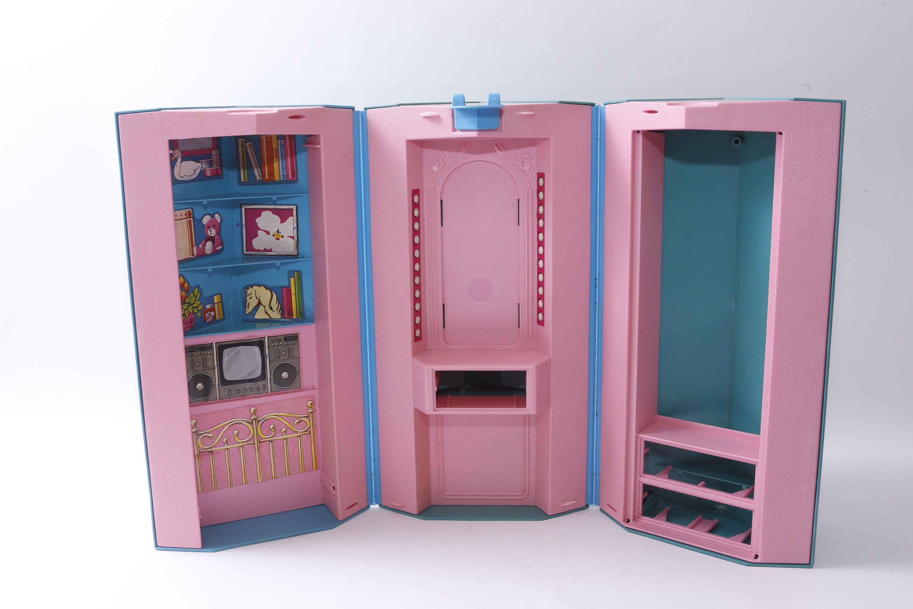 Vintage Barbie Closet & Refrigerator Pink Read Doll House Miniature  Furniture