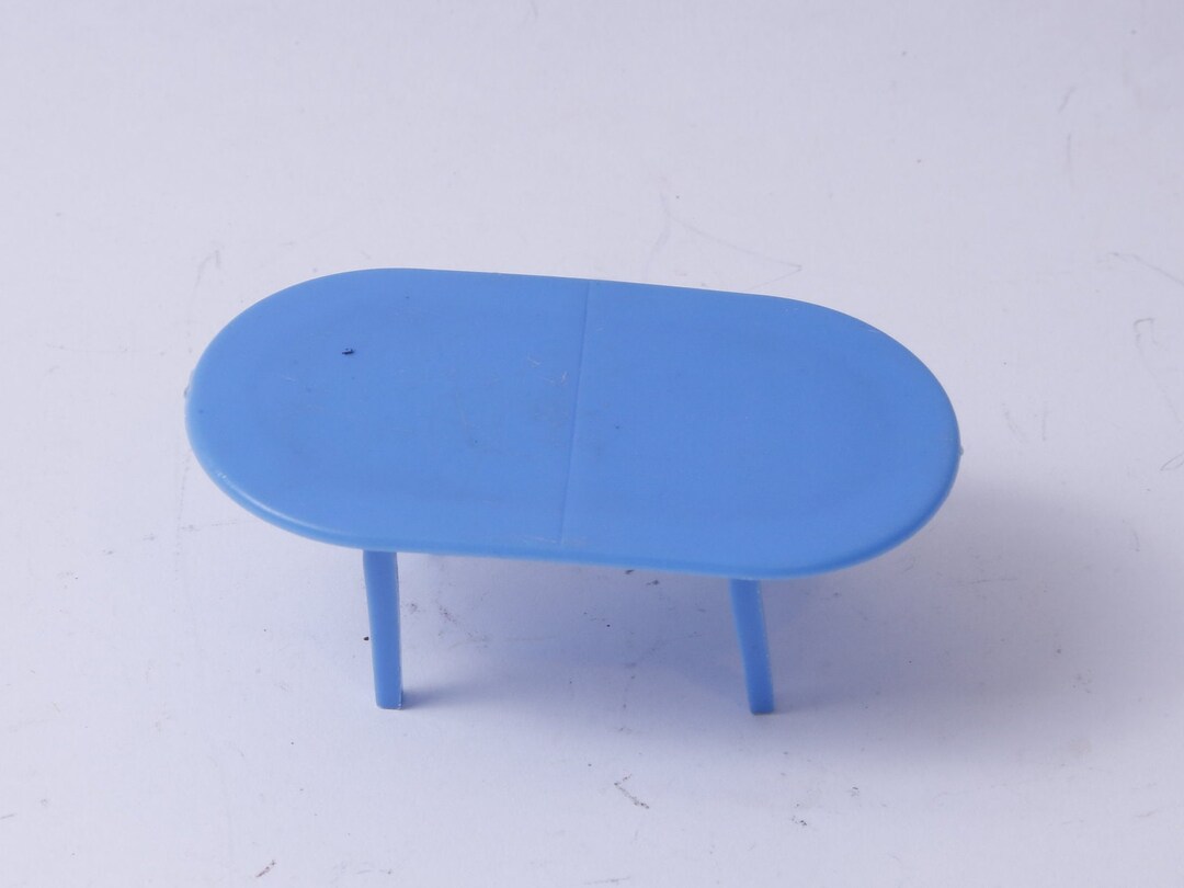 Liddle Blue Liddle Kiddles Blue, Toy Table, Oval, Doll Furniture, 3