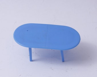 Liddle Kiddles Blue, Toy Table, Oval, Doll Furniture, 3", Dollhouse, Miniature, Accessory, Toy, Vintage, Collectible, ~ 265