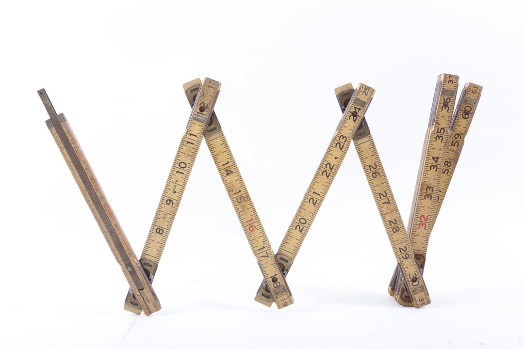 Rare Drafters Extension Rule Wooden Folding Ruler Oil Joints Stationery ...