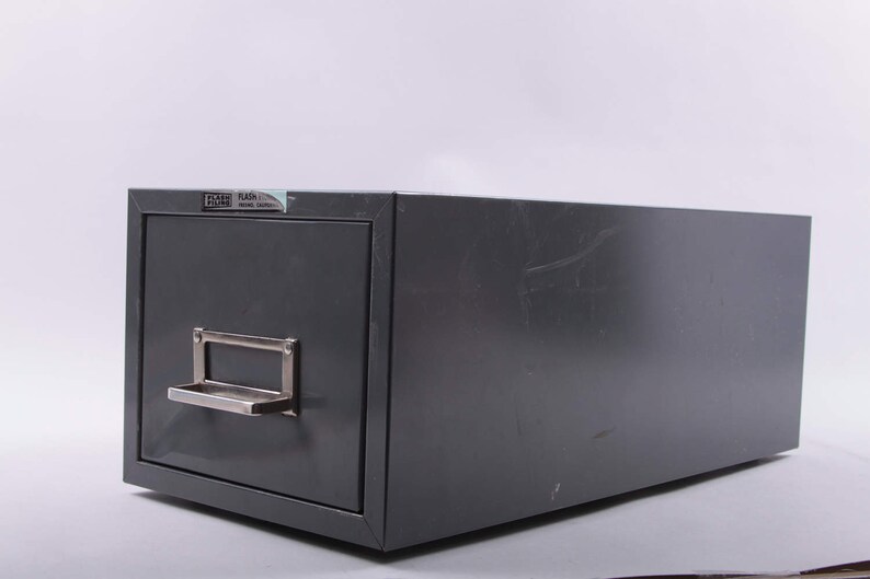 Black Filing Cabinet Single Drawer Metal Office Library Card Etsy