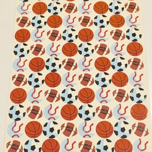 Hoja de calcomanías individuales de fútbol, baloncesto y fútbol americano para alentar los deportes, 1995, para álbumes de recortes, colección de calcomanías, Hallmark Craft ~ 20-01-544