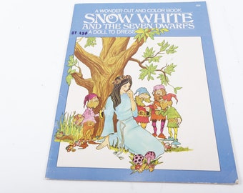 Snow White And The Seven Dwarfs Paper Doll Cut And Color Book Children Vintage Toys Vintage Nostalgia ~ M-11-08