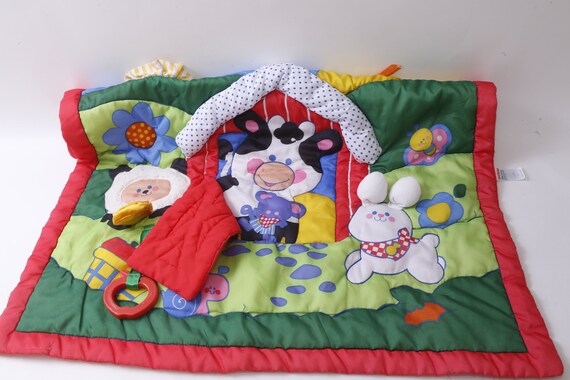 Fisher Price Baby Activity Blanket Animals Bunny Cow Baby Mat Bright Quilted 26x26 Toy Nursery Infant Vintage 391 M 17 01 Etsy Canada