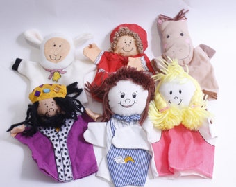 Lot 6 puppets, People puppets, Handcrafted, Interactive play, Educational, Diverse characters, Quality materials, Storytelling ~WH-013 213