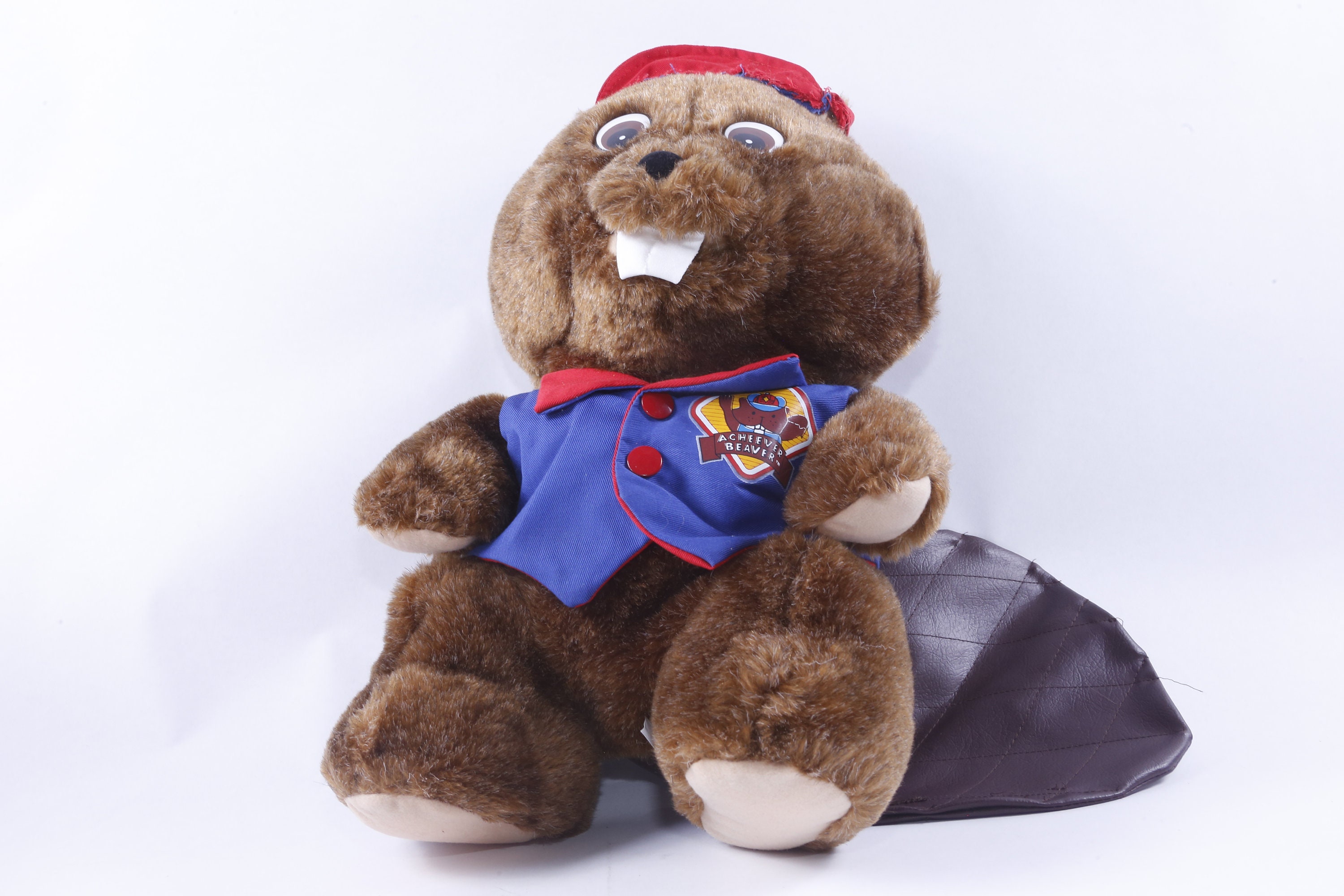 アチーバー ビーバー、ぬいぐるみ、ソフト、人形、青いベスト
