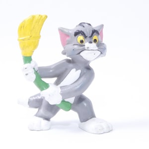 EURO Bully PVC Tom and Jerry, Tom Cat, Broom, Toy, PVC Figure, 2 1/2", Cartoon Character, Animal, Children, Vintage, ~ 20-01-198