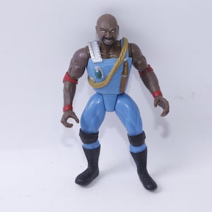Jakks Pacific, 1997, Titan Sports, Figura de acción, Hombre negro, Traje azul, Cuerda, Cuchillo, Figura, Juguete, Vintage, Coleccionable, ~ 20-01-1122 imagen 1