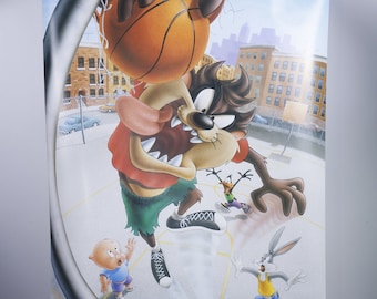 90s Spacejam Loony Toons Pallacanestro Personaggi dei cartoni animati Poster Tasmanian Devil 33"x22.5" Home Vintage ~ A-2