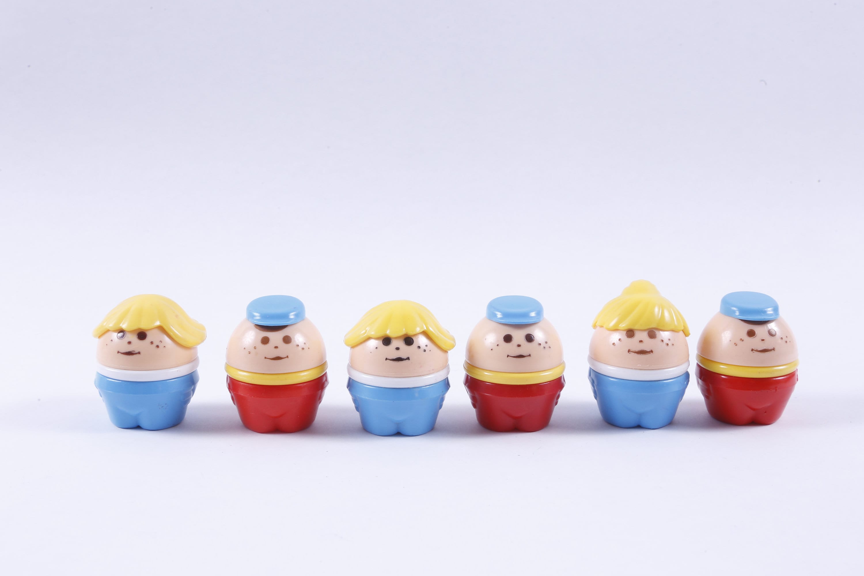 Little TYkes, Toy, Action Figures, Set, Male, Female, Egg Form, Blue Red Costumes, Children, Vintage ~ 20-19-652