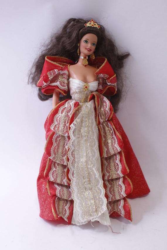 Barbie, Happy Holidays, Doll, 1997, Mattel, Long Red Dress With White Lace,  Holiday Decor, Collectible, Displayable, ~ 240316-WH 865 - Etsy
