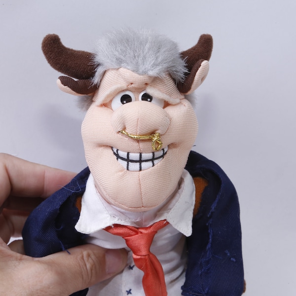 Infamous Meanies, Bull Clinton, USA, Idea, Topcat, 1998, 8", Plush, Soft, Toy, Figure, Vintage Plush, Stuffed Animal, ~ 20-17-582