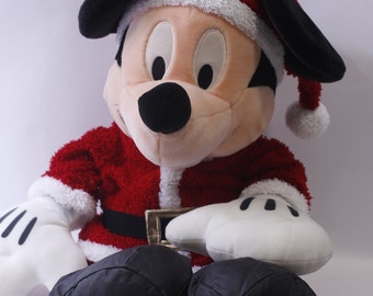 HUGE Mickey Mouse Santa Plush, Christmas, Large, 30", Soft Toy, Red Costume, Holiday Decor, Collectible, Displayable, ~ 240213-WH 861