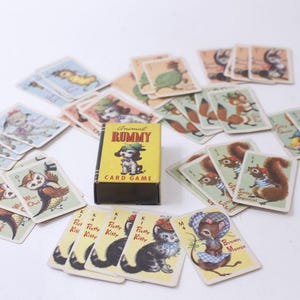 1950s A Peter Pan, Card Game, Whitman, 1940s, Animal Rummy, Card Game, Travel Game, Vintage, 250125-WH 90