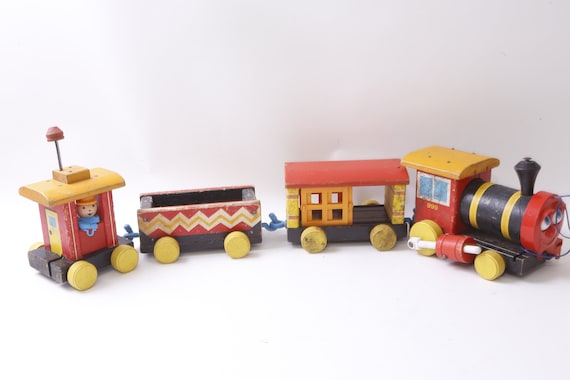 Fisher Price Huffy Puffy Wooden Train Toy Set Vehicle Antique Collectible Vintage 220917 GS 03 739 Etsy