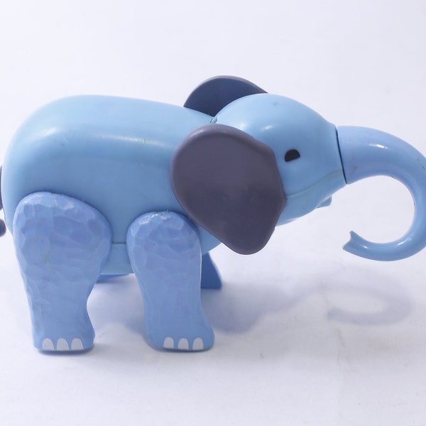 Fisher-Price, Elefante azul de Little People Circus Train, década de 1970, Figura de juguete, Poseable, Vintage, ~ 240327-WH 881