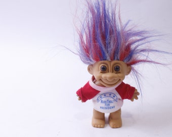 Russ Troll For President, Doll, Red-White-Blue Hair, 6 inches, Toy Figure, Vintage, Collectible, ~ 240327-WH 885