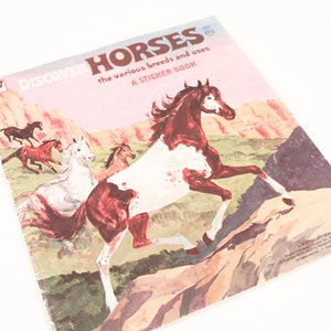 Discover Horses - Vintage Whitman Sticker Book - Usato - Libro illustrato ~ La stanza rosa ~ 20-01-766