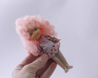 Hasbro, Moondreamers, Crystal Starr Doll, Pink Hair, Floral Dress, 1986, Little Toy, Vintage, Collectible, ~ 240327-WH 882