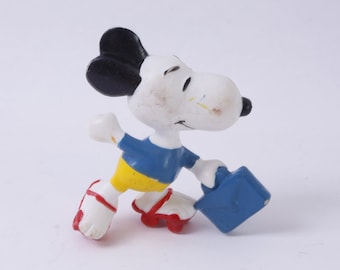 Peanuts, Snoopy, Roller Skates, Blue Bag, 3", PVC, Figure, 70s, Puppy, Dog, Cartoon, Comics, Toy, Vintage, Collectible, ~ 1103
