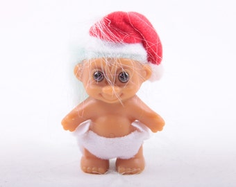 Troll, Doll, Three Inch, 2", Russ, Vintage, Toy, 1990s, Baby, Christmas, Daiper, Santa Hat, Costume ~ 20-13-442  M-01-02