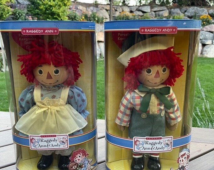 Vintage, Brass Key Raggedy Anne Andy Doll Set, MIP, Great Gift 230907